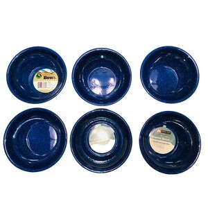 Ozark Trails Enamelware  Bowl Blue Speckled  6" Camping Set Of 6 NEW‎ Old Stock
